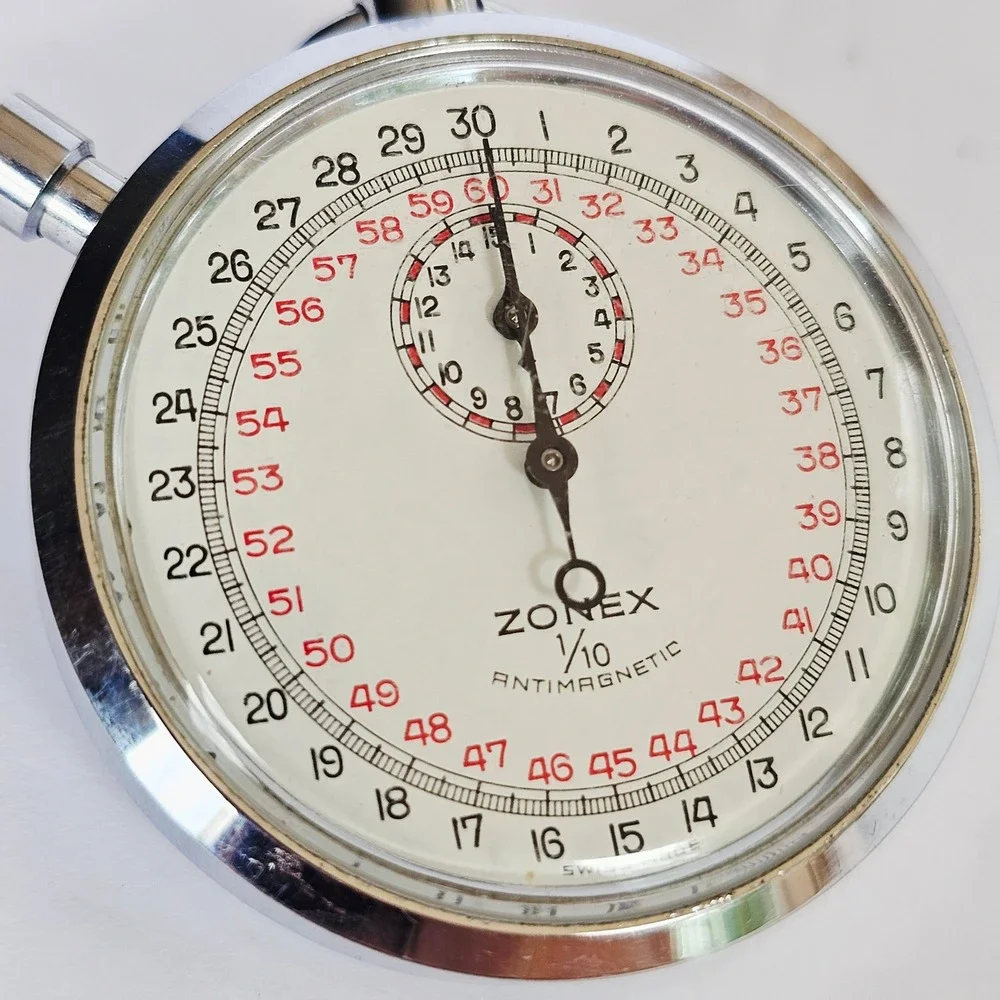 Vintage Zonex Stopwatch Swiss Made 1/10 Antimagnetic Mechanical Analog Timer